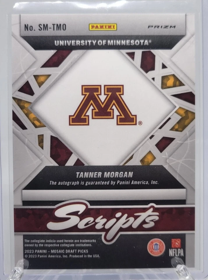 2023 Panini Mosaic Draft Picks Tanner Morgan Scripts Prizm Rookie Auto SM-TMO - Image 2 of 2