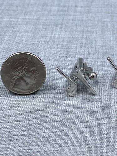 Vintage Anson Golf Club Tee & Ball Silver Tone Cufflinks - Picture 3 of 8