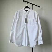 UNUSED, BEAMS PLUS band collar pullover shirt made in Japan, oversized fit Small