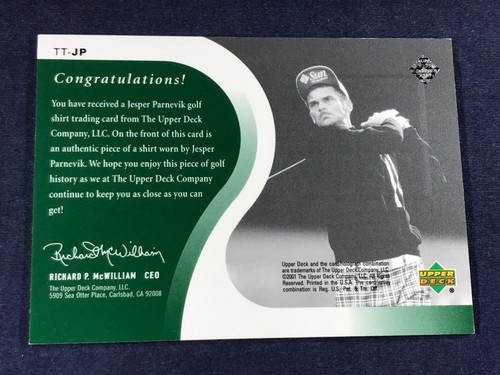 S3-69 GOLF CARD - JESPER PARNEVIK - TOUR THREADS - 2001 UPPER DECK - TT-JP - Picture 2 of 2
