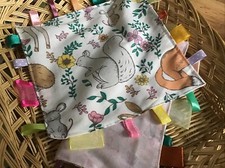 Set Of 2 Handmade Taggies - Multicoloured Woodland Animals