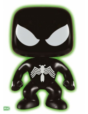 Funko Bobble Head Pop Marvel Black Suit Spider Man Glows in the Dark NEU!