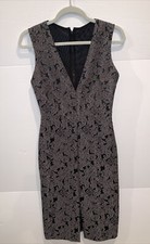 Alice + Olivia Womens Black Gray Lace Pencil Cocktail Dress Size 4 Sleeveless