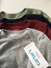 NEW CARTER  S 6 months 4 Pack Baby One Piece Long Sleeves Solid Colors