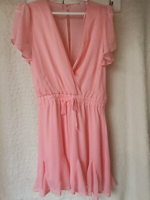 knee length peach dress Peach Cotton Flax Open-Back Fit and Flare Knee Length Dress 58" / Regular (5'2"