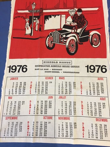 1976 Meuse Ornain Agricultural Cooperative Calendar Tea Towel