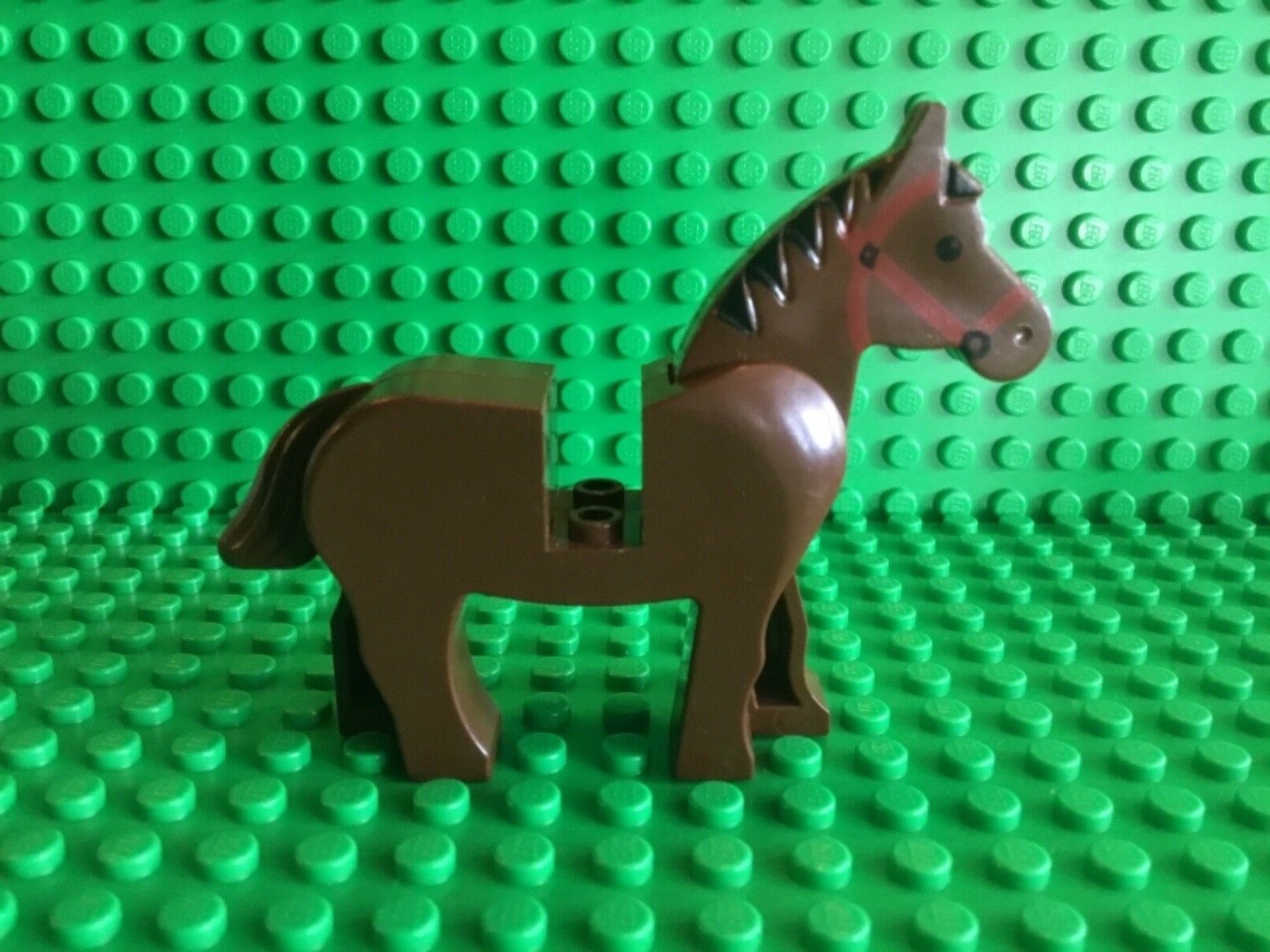 LEGO mini figure BROWN HORSE red bridle black mane movable head eBay