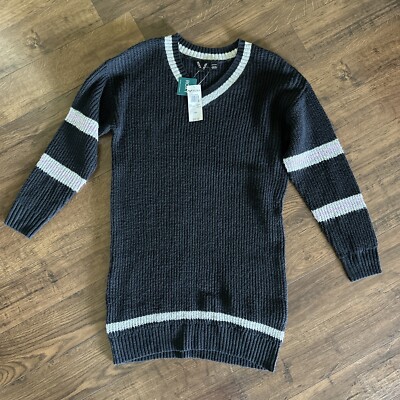 Roxy Varsity Vintage Black Pink Sweater Dress Size XS/ S Super Soft! Retail $70