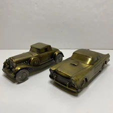 Vintage Banthrico coin bank Thunderbird Duesenberg Metal Car 1930 USA lot of 2