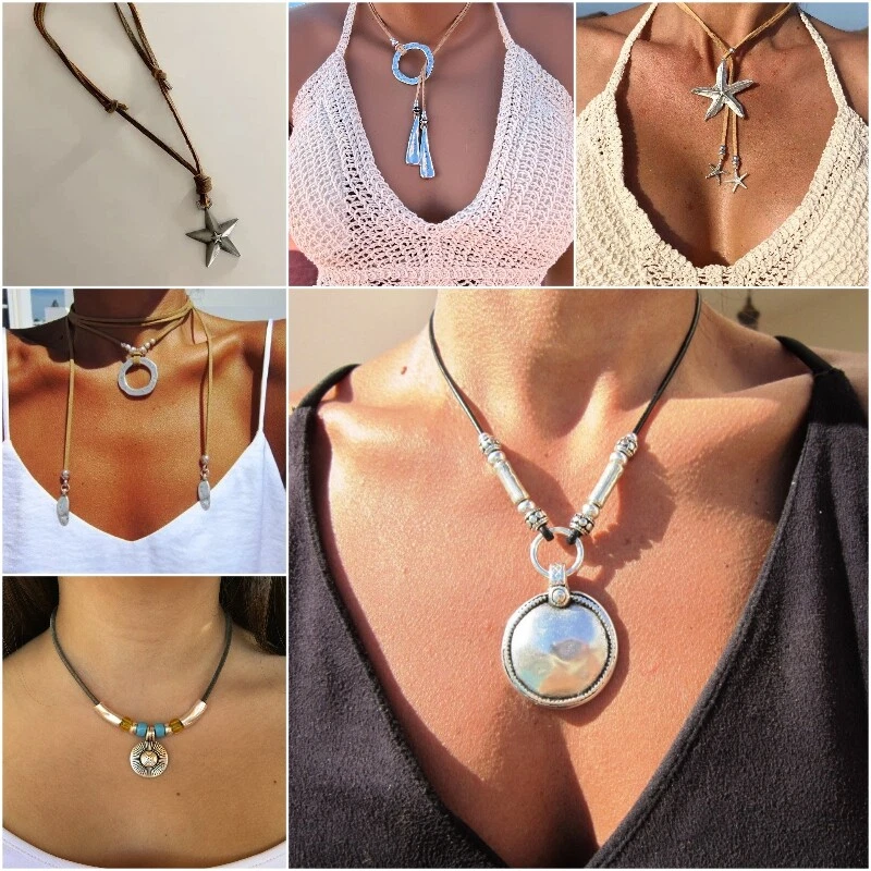 Women Retro Boho 925 Silver Star Pendant Necklace Party Band Jewelry Gifts