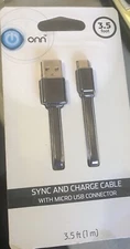 Onn Micro USB Connector Sync And Charge Cable 3.5’