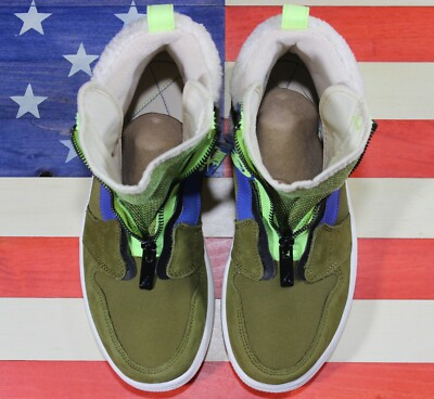 Nike Air Jordan 1 Zip High Utility Pack Womens Shoes Olive Black