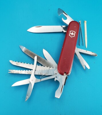 Vintage Victorinox Red Fisherman Plus Swiss Army Knife Multi Tool