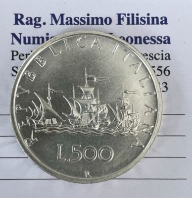NL* ITALIA 500 Lire Argento Caravelle 1998 FIOR DI CONIO FDC con