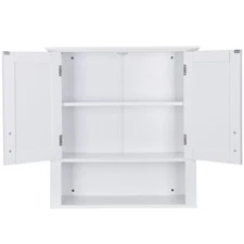 Bathroom Medicine Cabinet Bathroom Mounted with 2 Doors Open Shelf White