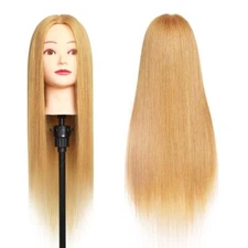 Mannequin Head 100% Real Hair Styling Training Head 24-27inch Manikin Cosmeto...