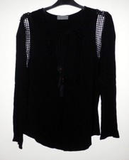Ladies Joseph A qu'est-ce que c'est silk? Black See Through Top Front Tie 12