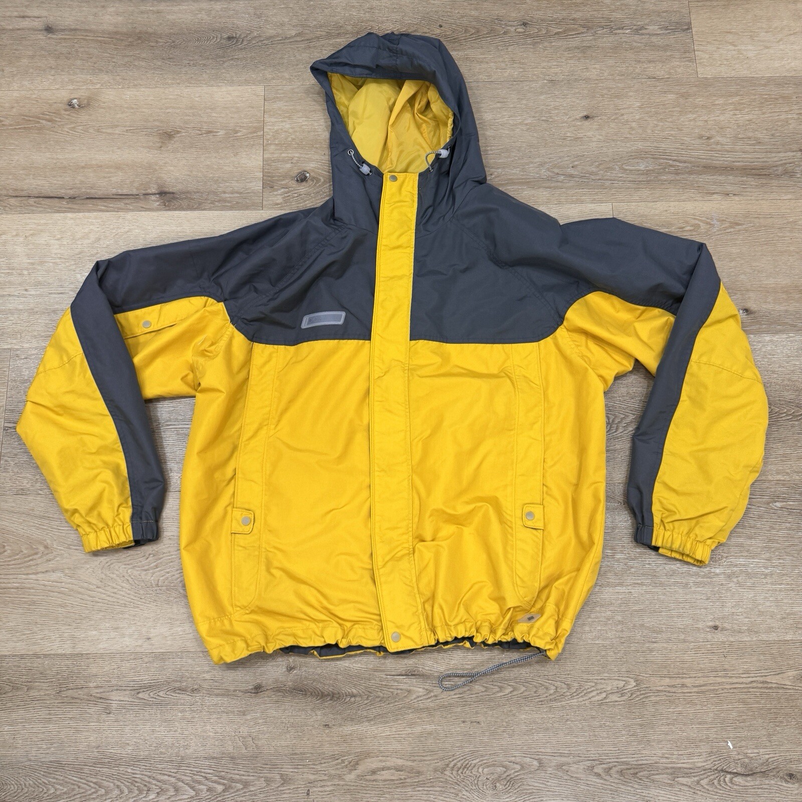 Chaqueta cortavientos Columbia para hombre XL amarilla con capucha cremallera completa