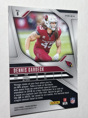 2024 Panini Prizm DENNIS GARDECK Retail Red Parallel SSP #6 Cardinals - Bild 2 von 2
