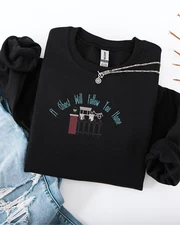 Embroidered Haunted Mansion "A ghost will follow you home" sweatshirt