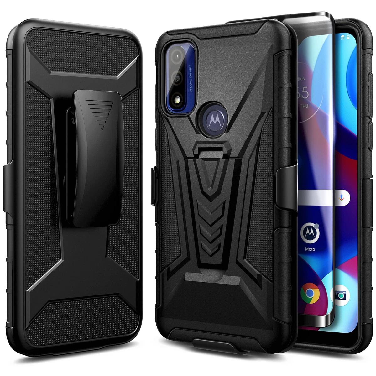 For Motorola Moto G Pure Case Holster Clip Kickstand Phone Cover +Tempered  Glass | eBay