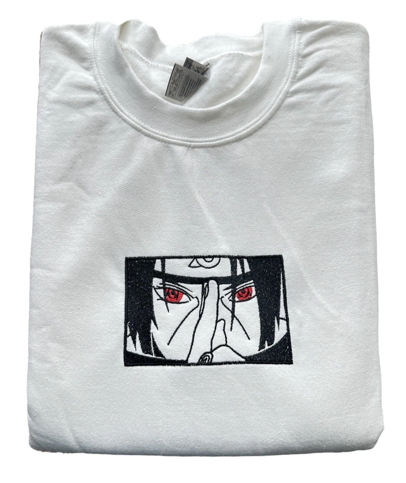 Itachi Anime Embroidered White Crewneck Sweatshirt NEW - Size Medium