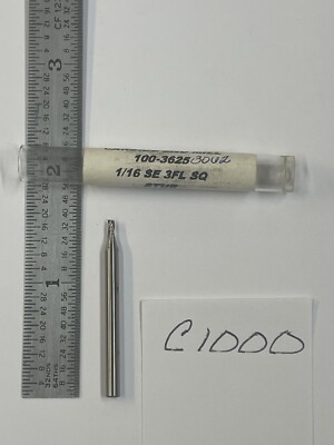1 NEW HTC 1/16'' DIAMETER CARBIDE ENDMILL 100-3062. 3 FL SQ. 1/8'' LOC (C1000)