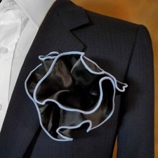 NEW - Men's Black Satin Pouf Round Pocket Square Hankie - More Colors