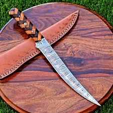 Handmade Damascus Steel Fillet Knife Hunting Fishing Chef Kitchen Knife 2860