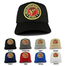 US Marine Corps Retired Circle Iron on Embroidered Patch Adjustable Baseball Cap