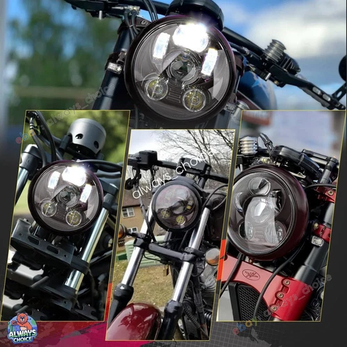 5,75'' Motorrad LED Scheinwerfer Hi/Lo Projektor Glänzend Gehäuse für Harley - Bild 9 von 10