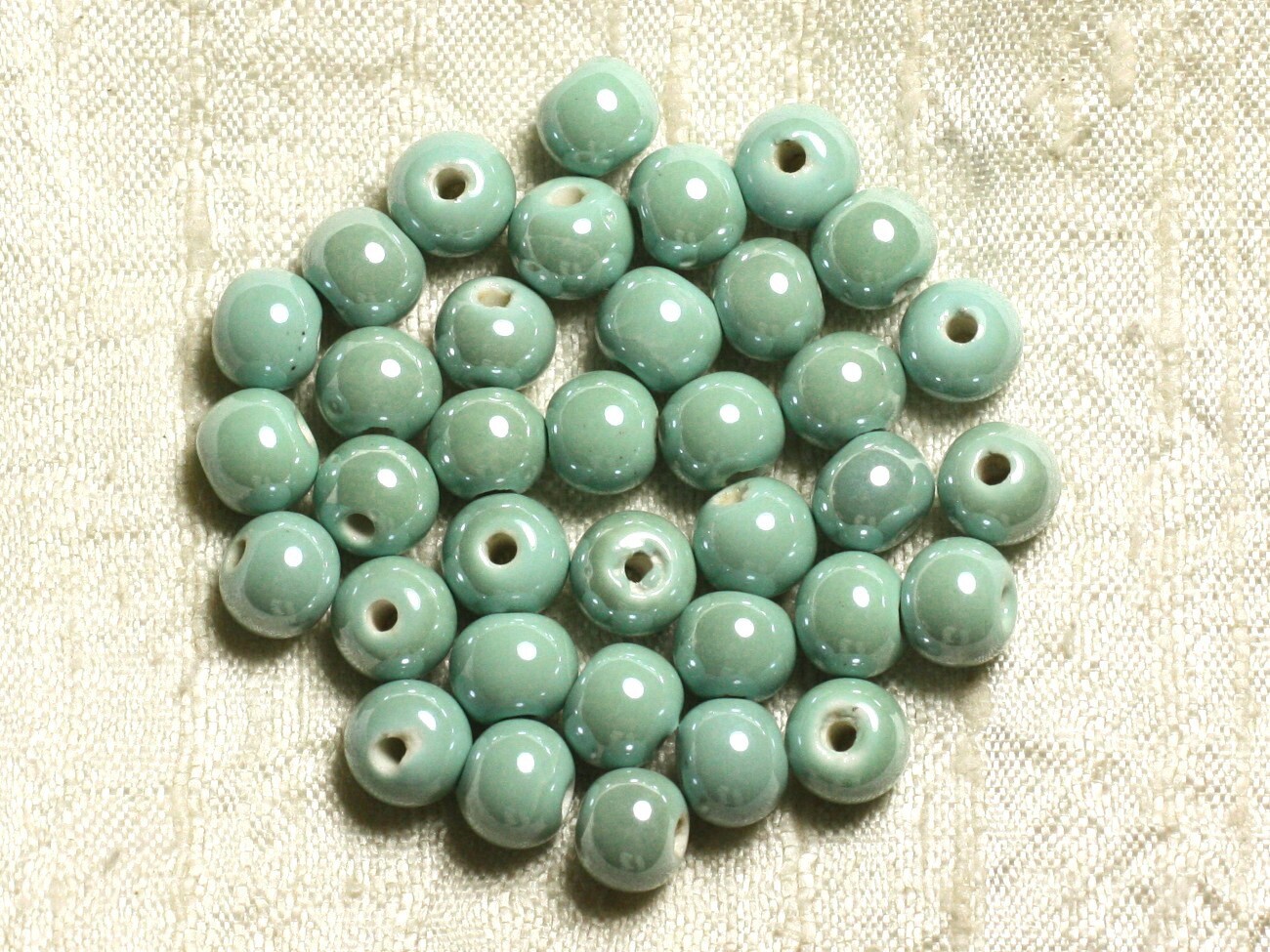 Perles Céramique Porcelaine Boules 8mm Vert Turquoise Menthe 100pc