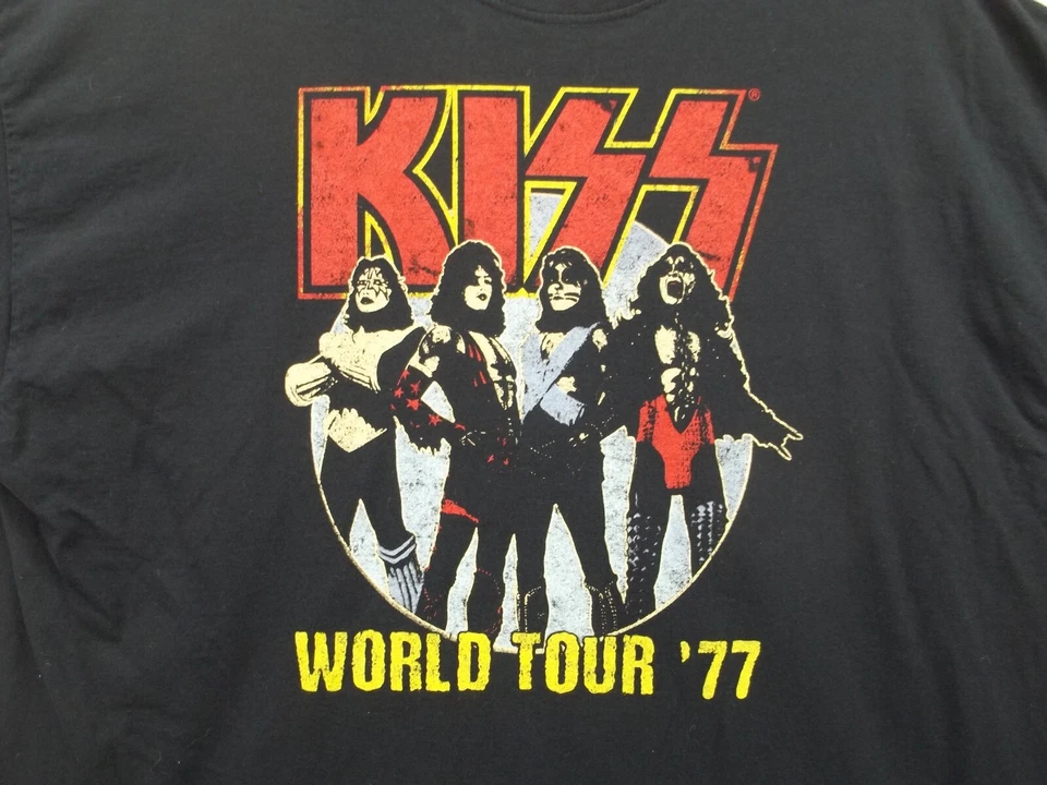 Мужская футболка KISS World Tour '77 черная с графикой 100% хлопок размер 2XL, 2021 - Изображение 4 из 4