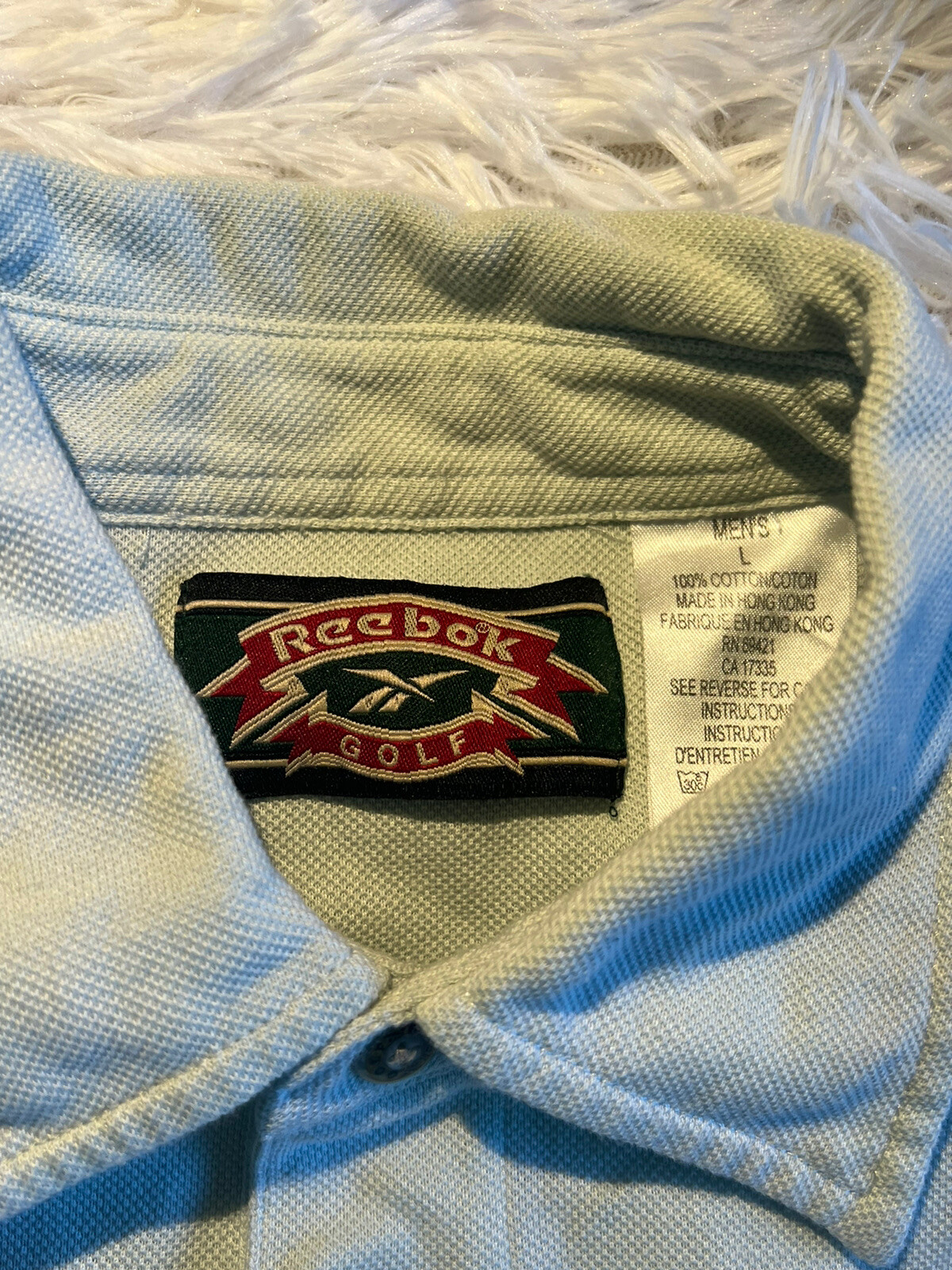 Reebok Vintage Men’s Golf Polo Shirt Size Large Crea… Gem