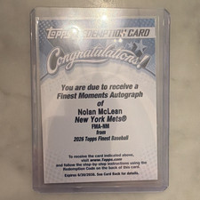 Topps 2026 Finest Nolan McLean Finest Moments...