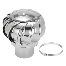 4.3" Stainless Steel Roof Vent Exhaust Wind Turbine Cap Cover 360° Rotation