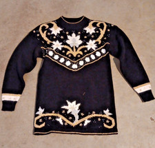 Dana Scott Sz M Womens Christmas Sweater Vintage Party Poinsettia Ribbon Holiday