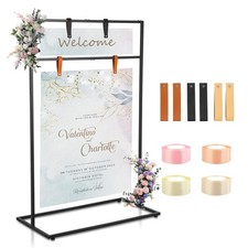60" H Wedding Sign Stand with Anti-Rust Coating   2 Tier Premium Metal Floor ...