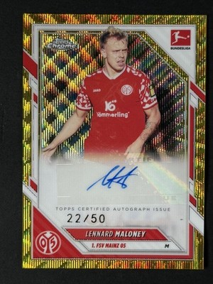 Lennard Maloney - /50 Gold Wave Auto - Topps Chrome Bundesliga 25/26 - Mainz 05