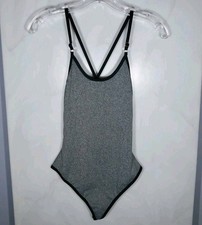 Mapale Women's Bodysuit Sz L Heathered Gray Adjustable Straps Stretch Feminine