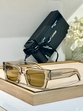 Saint Laurent SL572 Bold Rectangular Eyewear Translucent Taupe Frame 51-22-145