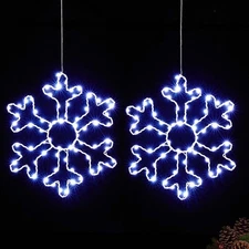 BlcTec 2 Pack Big Christmas Snowflakes Lights, 13 Inch Durable Metal Frame Sn...