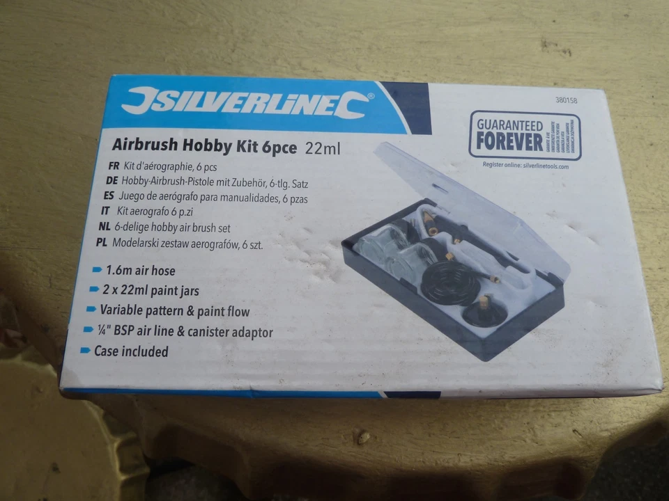 Silverline Airbrush Hobby Kit With Storage Case 22ml 6 Piece Model Work NEW - Image 2 of 4