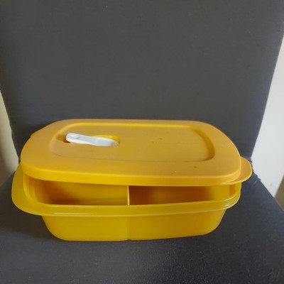 Tupperware Mikro CrystalWave Mikrowellen Behälter 1 l, 3 GETEILT, orange, NEU 