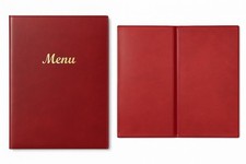 x42 Red Faux Leather Menu Holders A4 – Gold ‘Menu’ Cover – Restaurant / Cafe