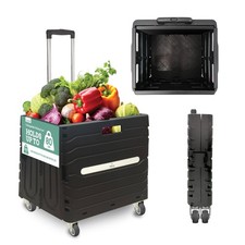 Collapsible Folding Utility Cart, Heavy-Duty Rolling Crate with 360  Wheels, ...