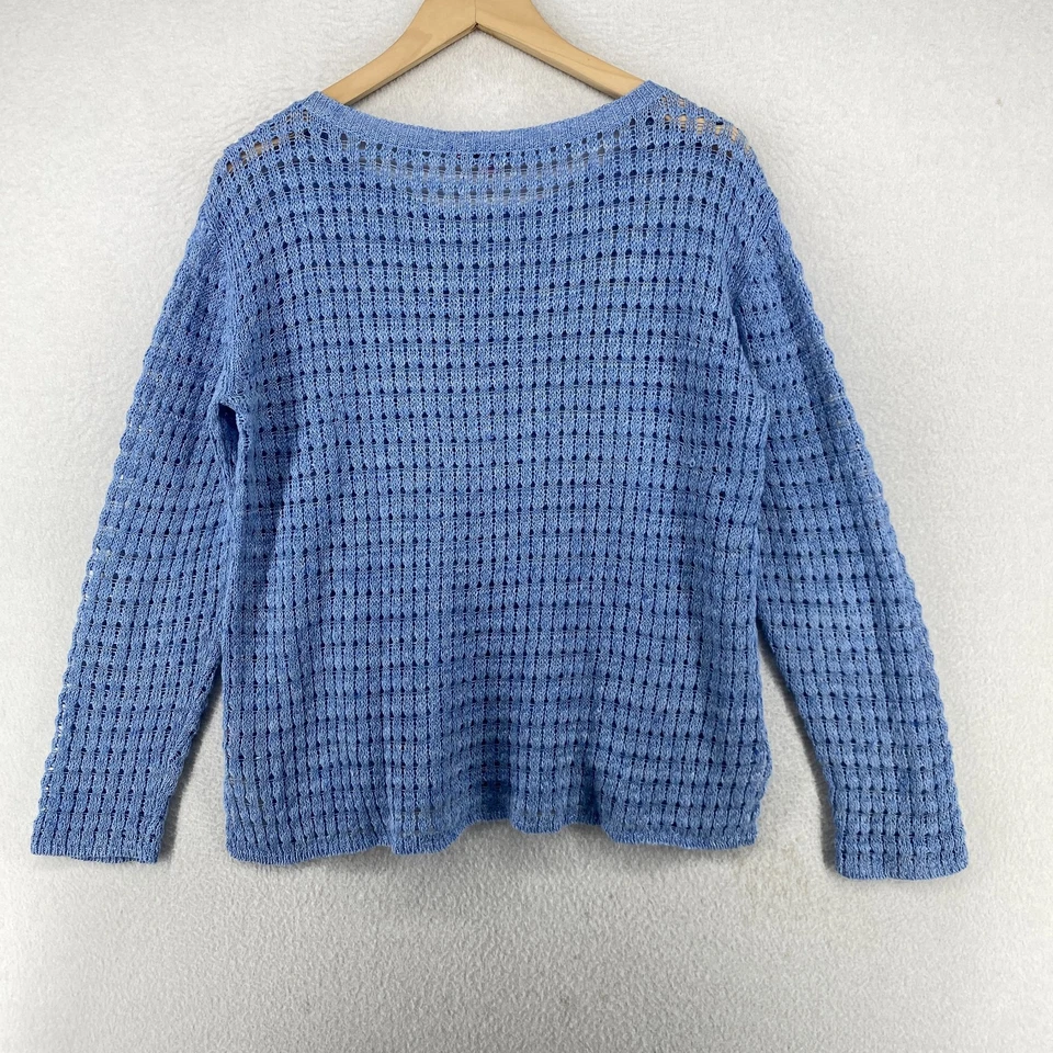 CALYPSO ST BARTH свитер M льняной открытый трикотажа ребристый верхний пуловер джемпер синий - Изображение 2 из 4
