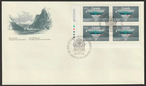Canada #1214, St. John's Centennial, LL PB, Official First Day Cover, FDC 1988