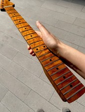 Stainless 22Frets satin DIY Roasting Flame Maple Electric guitar Neck 25.5in