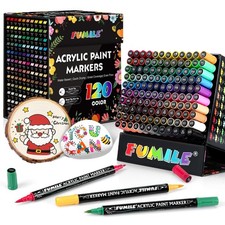 FUMILE 120 Colors Acrylic Paint Markers 1 Count Pack of 120 , Multicolor